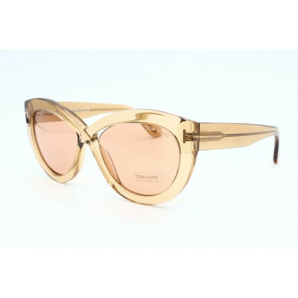 New Tom Ford Diane-02 TF 577 45E Clear Brown Sunglasses Pink Gradient lenses (A)